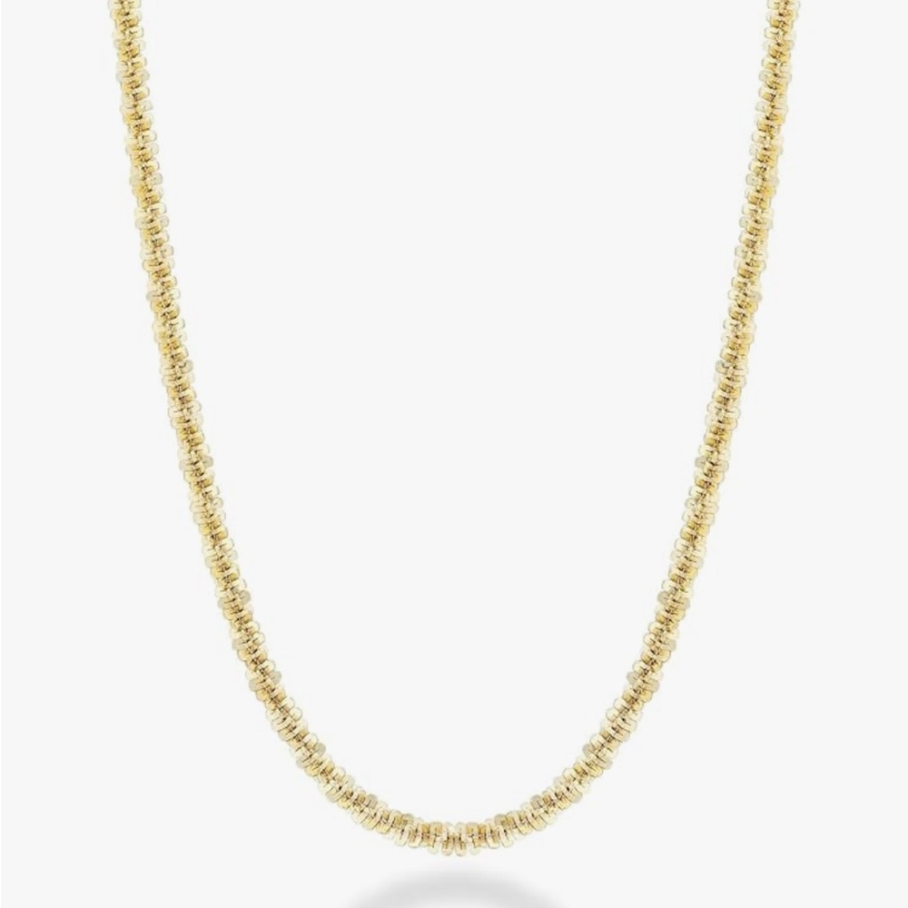 Italian 18K Gold - 925 Sterling Silver Twisted Sparkle Dainty Chain Necklace